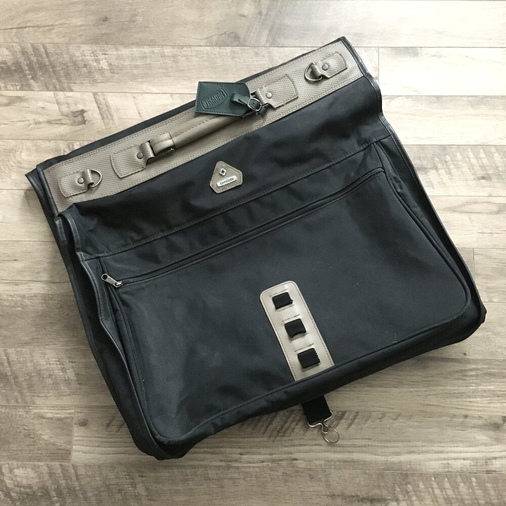 Vintage Samsonite Black Beige Travel Garment Bag Suitcase